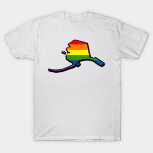 Rainbow Alaska Outline T-Shirt